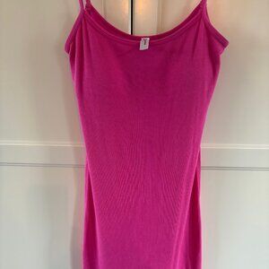 NWOT Popilush Hot Pink built in shapewear ribbed tank dress, medium